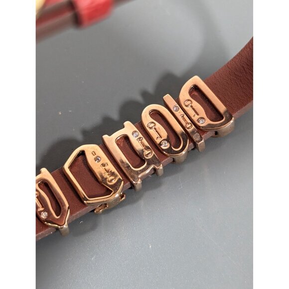 Keep Collective Red Disney Leather Bracelet Rhinestone Letters Crown Charms 7.5" - Picture 7 of 9